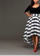  White Black Striped Skirt Women's High Low Dress