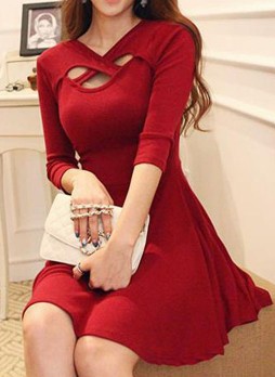Red 3 Keyhole Dress
