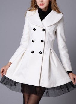 White Ruffled Tulle Coat