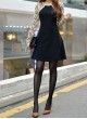 Embroidered Lace Sleeves Dress - Black