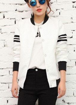Striped White Varsity Jacket